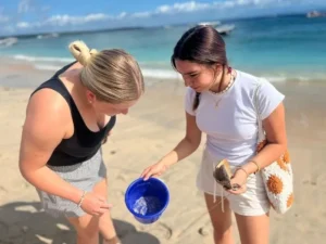 Couple volunteering together overseas while staying in private accommodation